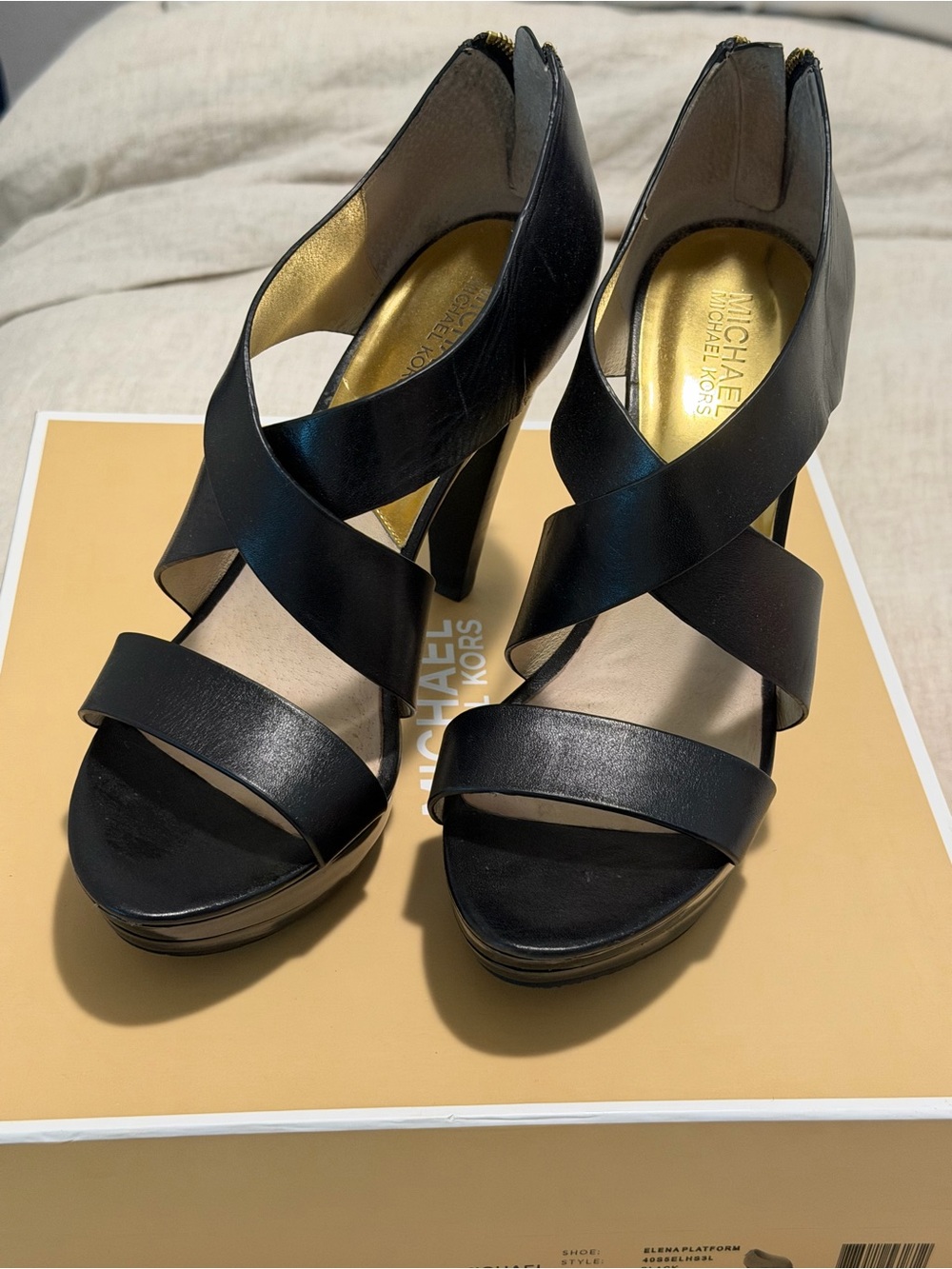 Michael Kors Black Elena Platform Heels Size 9